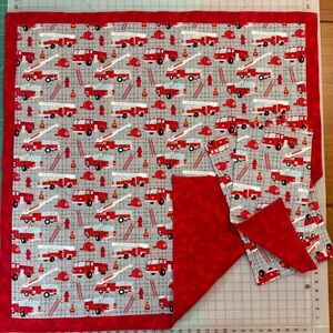 Fire Truck Baby Blanket set